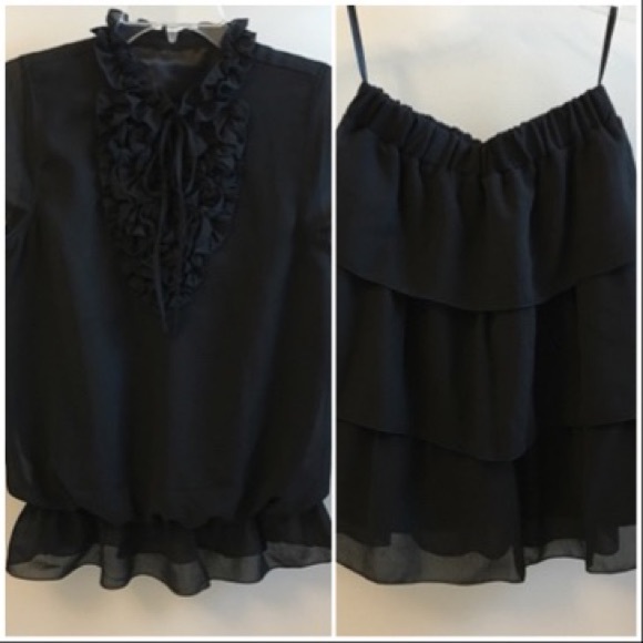 👗Black Chiffon Dress Set ( NWOT) - Picture 1 of 5